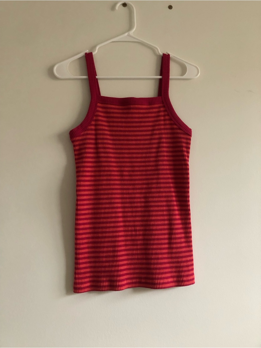 Old Navy Pink and Orange Striped Ribbed Tank